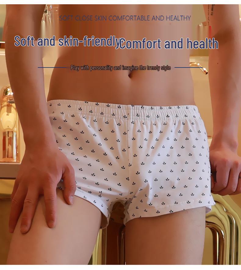 Men's Trendy Cotton Boxer Briefs - Fashion Print, Breathable, Loose-Fit, Flat Leg Design