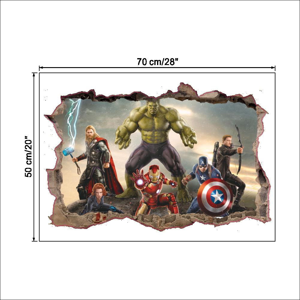 3D Captain America & Hulk Wall Sticker - Breaking Through Design