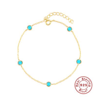 S925 Sterling Silver Light Luxury Gemstone Turquoise Bracelet Women'S Niche Japanese And Korean Fashion Exquisite Temperament Bracelet