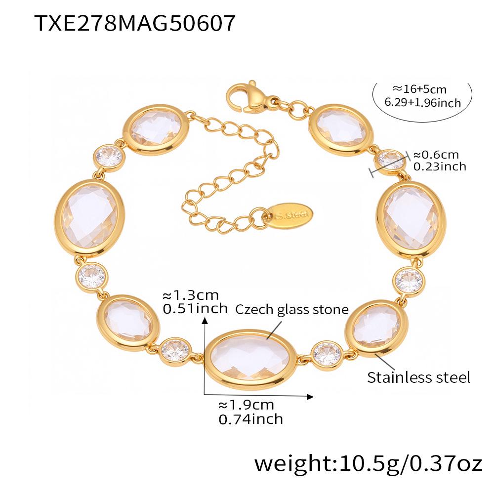 Qiong Yao Elegant Oval Czech Glass Beaded Bracelet - Court Style Women s Jewelry