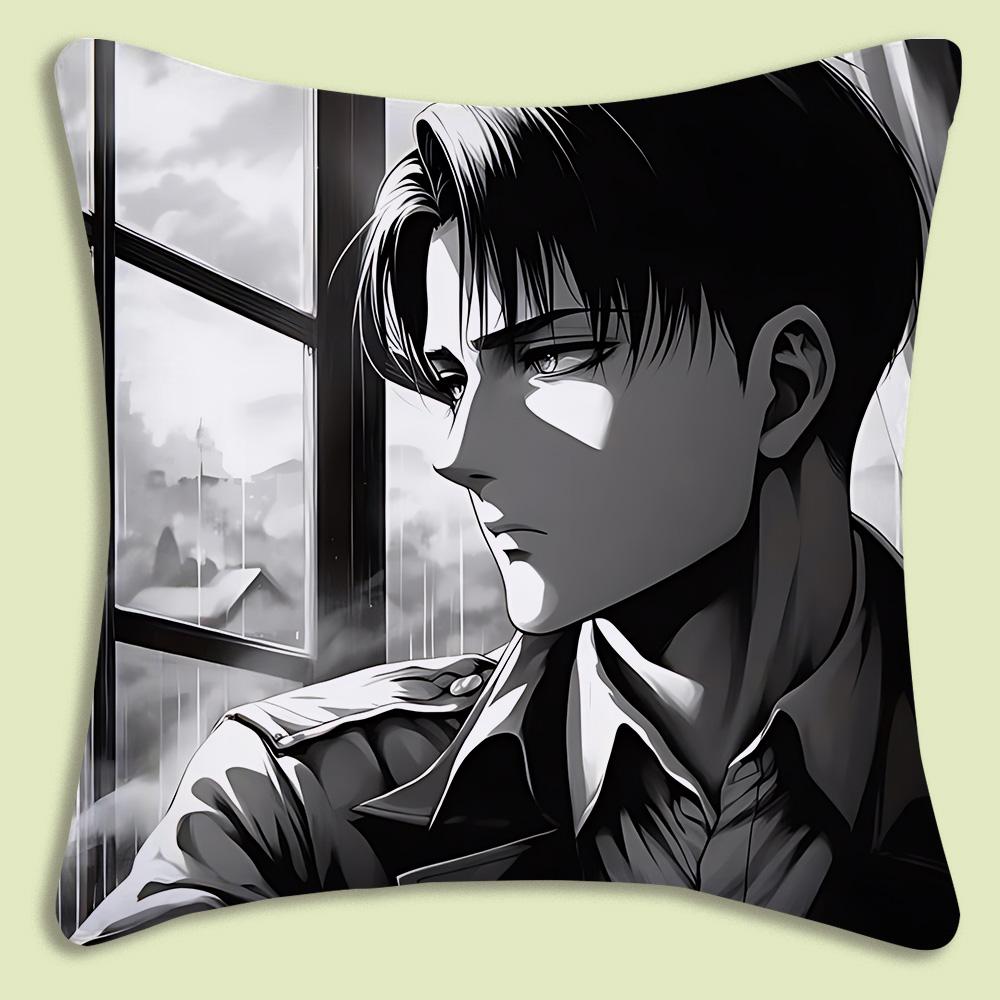 Levi Ackerman Attack On Titan Pillow Covers Cartoon Sofa Decorative Home Double-Sided Printing Short Plush Cute Cushion Cover