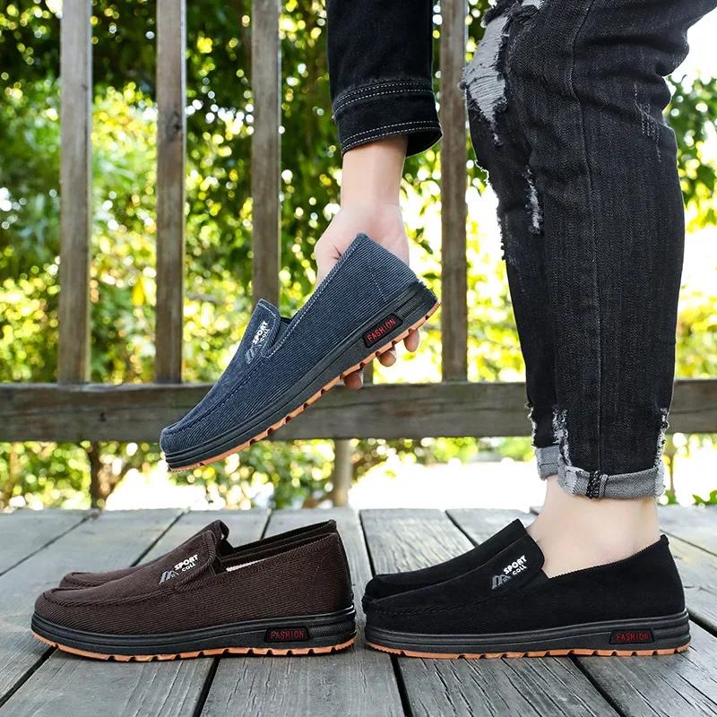 Men's 2025 Spring Retro Casual Flat Shoes, One Step Canvas Shoes Dad's Work Shoes, Old Beijing Cloth Shoes Designer Sports Shoes