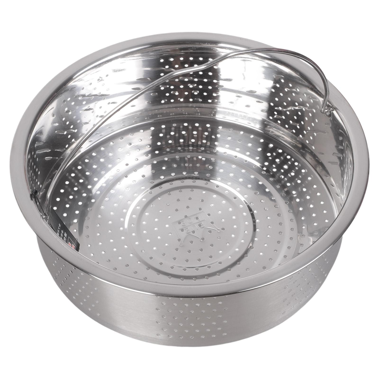

22cm Stainless Steel Steamer Basket Vegetable Dumpling Steamer Insert for Instant Pot Accessories with Handle Strainer