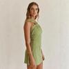 Vestito corto in puro cotone, moda estiva europea e americana nuova da donna, vestito monospalla attillato con schiena a nodo singolo
