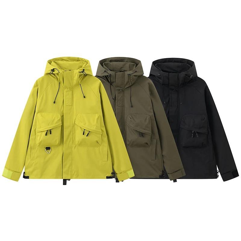 Spring Autumn Hooded Windbreaker Jacket Men Loose Casual Waterproof Workwear Coats Student Versatile Japanese Fashion Jackets