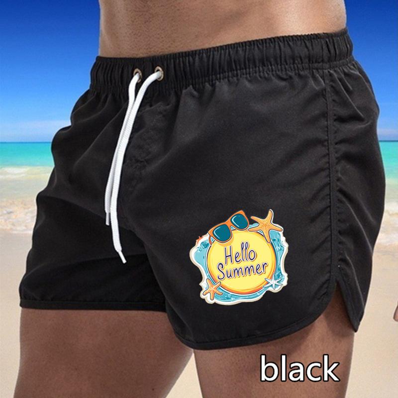 

BBK-80 Летние новые мужские быстросохнущие плавки спортивные штаны купальный костюм пляжные шорты шорты для бега спортивные креативный баскетбольный принт S чёрный