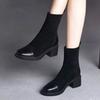 Grobe Absatz-Rundschaft-Wildleder-Kurzstiefel mit Wildleder-Damenschuhen 2026 Herbst Neue vielseitige Mode-Stiefel