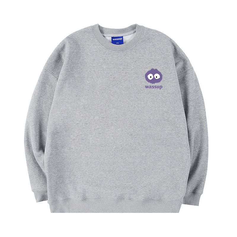 Wassup Little Monster American-Style Heavyweight Sweatshirt for Men and Women, Autumn and Winter Fleece-Lined, Loose Casual Trendy Crew Neck Top