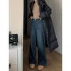 Women's Plus Size High Waist Vintage Velvet Wide Leg Jeans - Autumn/Winter Loose Floor-Length