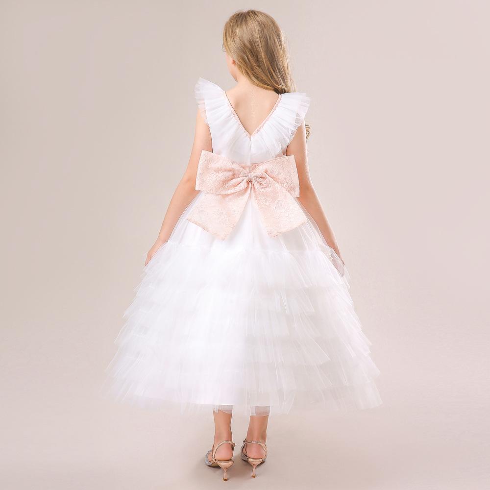 Vestito Principessa per Damigella Bambina Vestito da Festa per Ragazza Adolescente Vestiti da Damigella per Bambini Costumi da Matrimonio Tulle Pizzo Abito da Sera per Bambini