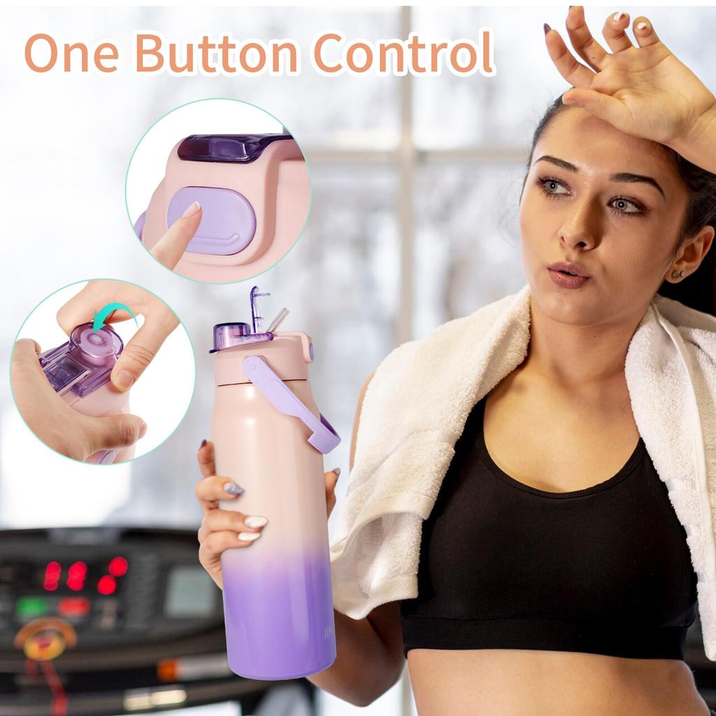 JINLING Large Capacity Vacuum Insulated Thermos Water Stainless Steel 316 Wide Portable Compatible with Sports Unisex 1.8L Bottle, Mouth, Straw,