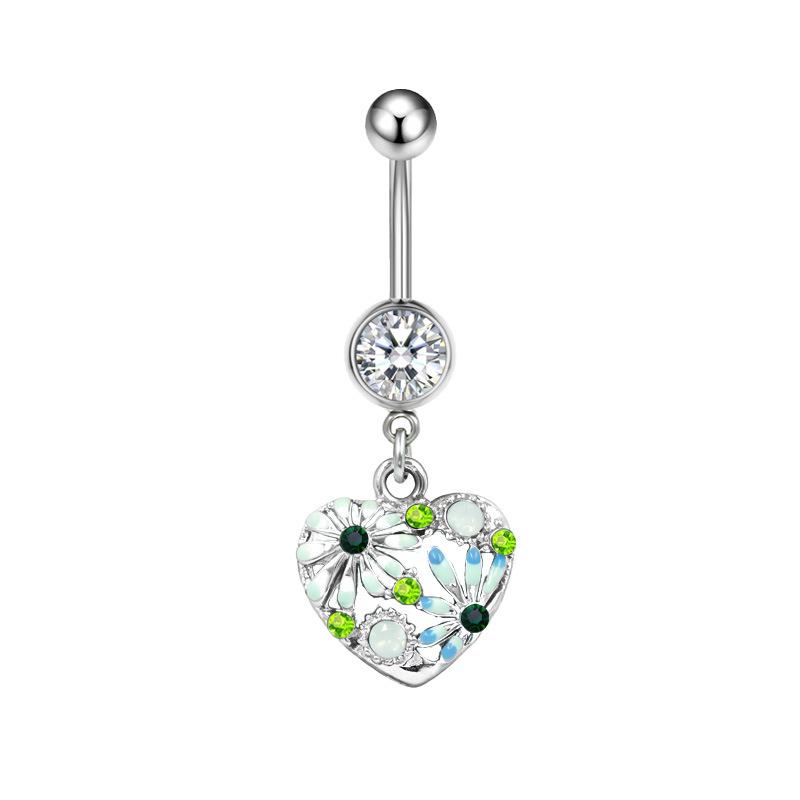 Gaibei Heart-Shaped Chrysanthemum Trendy Navel Ring