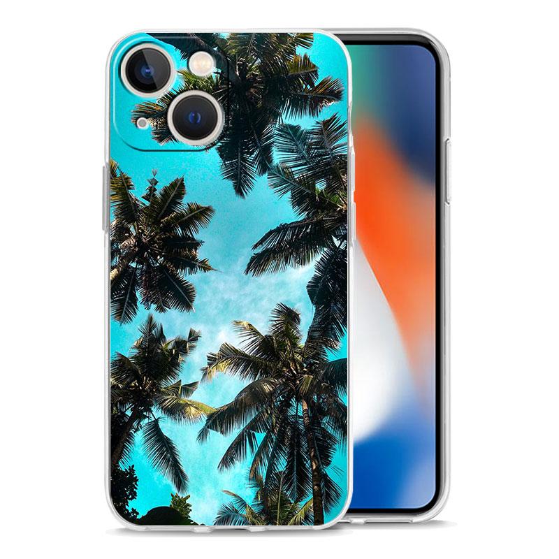 Summer Seaside Sunset Landscape Phone Case For iPhone 16 15 14 13 12 11 Pro Max Mini X XS SE 7 8 Plus 16E Shockproof Soft Cover
