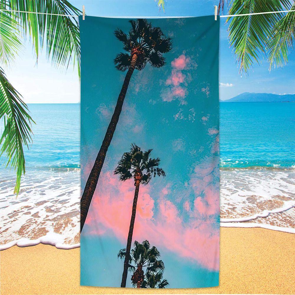 Coconut Palm Trees Beach Towel Microfiber Tropical Beach Beach Towels for Travel Quick Dry Super Absorbent Sand Proof Bath Towel