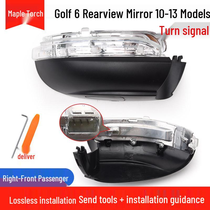 Volkswagen Golf 6 (2010-2013) Vetro Specchietto Retrovisore con Freccia e Cornice Riflettente
