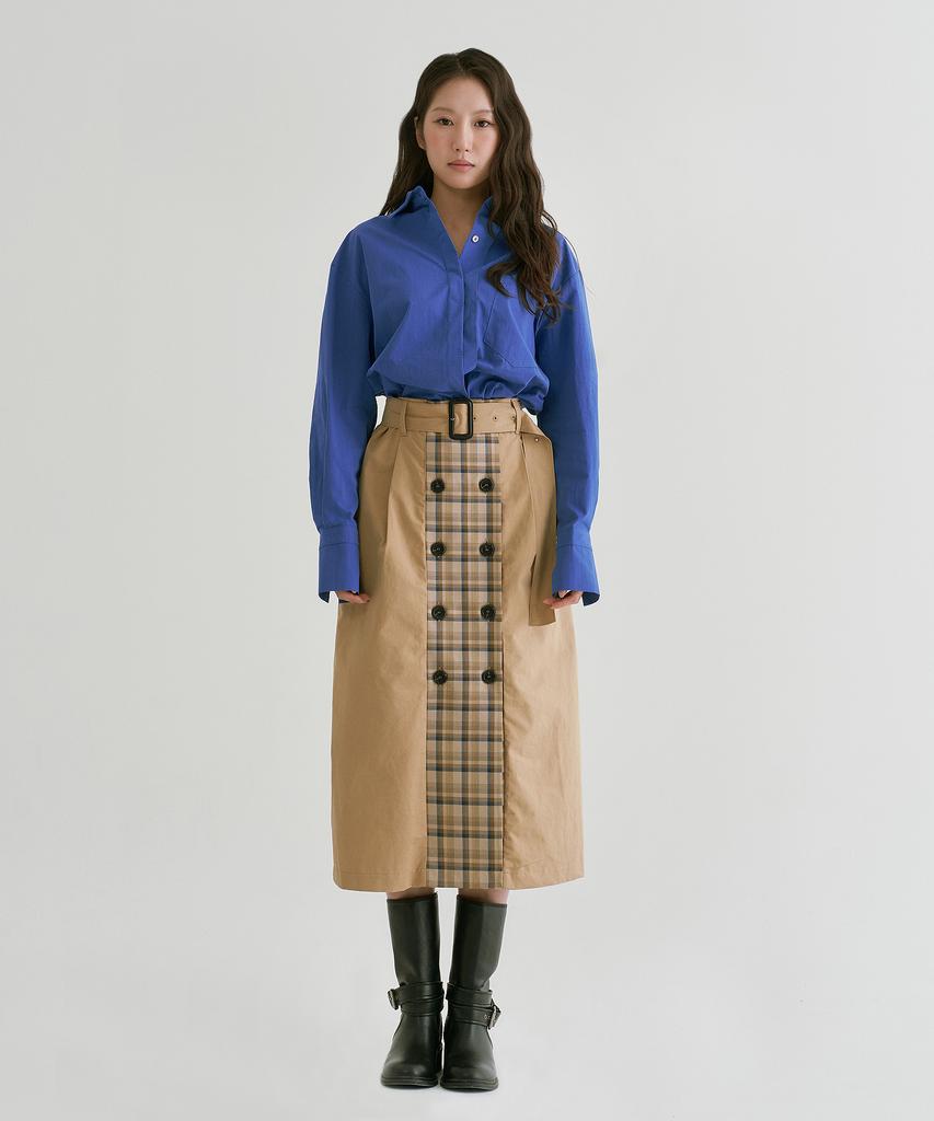 Peulleio Button Wrap Skirt _ Beige