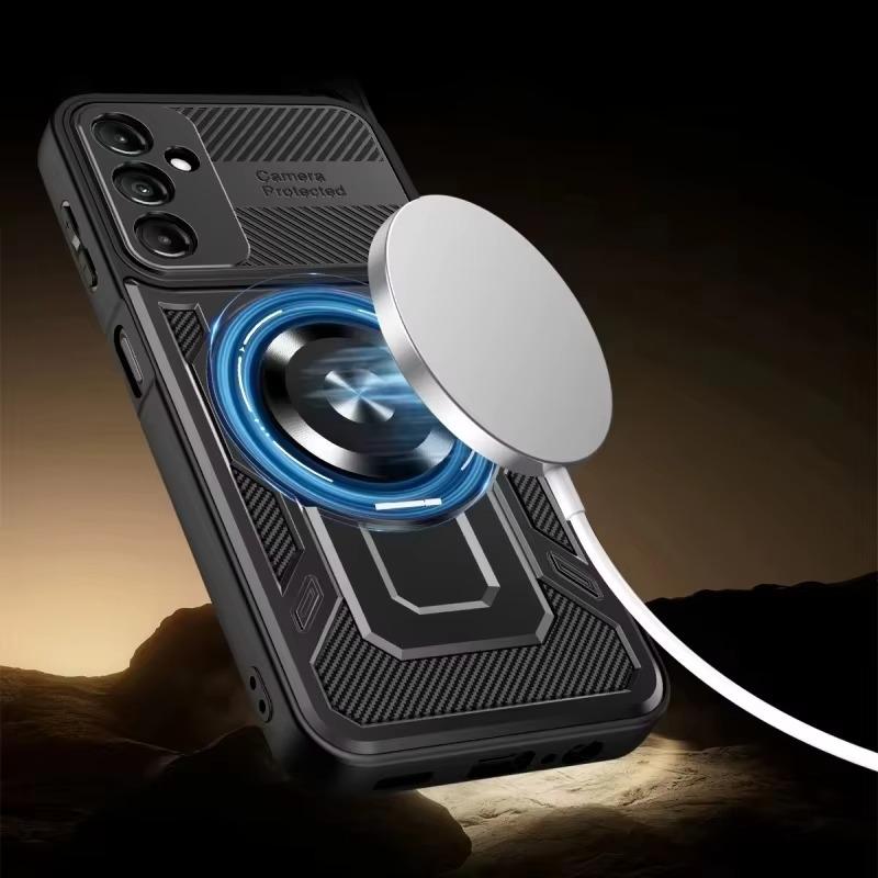 Luxury Magsafe Magnetic Wireless Charging Armor Case For Samsung Galaxy A16 A15 A14 Military Finger Ring Holder Protective Case