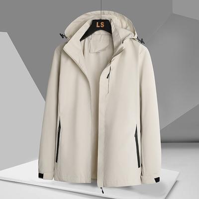 Jacket Men's Spring and Autumn New Hooded Casual Jacket Men's Outdoor Windproof Removable Hood Top Men's Clothing
