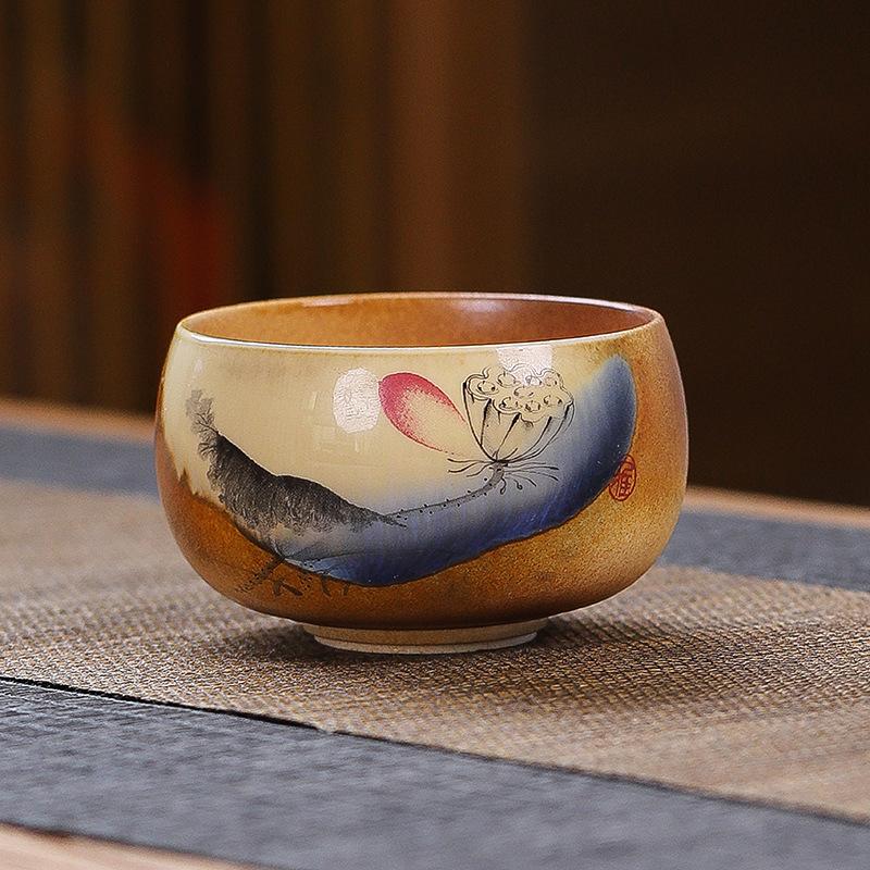 Retro Wood Fired Teacups Creative Handmade Ceramic Mug Chinese Kung Fu Gongfu Tasting Master Cup Tea Ceremony Teaware Drinkware
