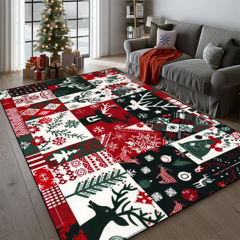 Christmas Tree Carpet for Living Room Decoration Home Rugs Fluffy Soft Bedroom Bedside Floor Mat Non-slip Balcony Lounge Rugs