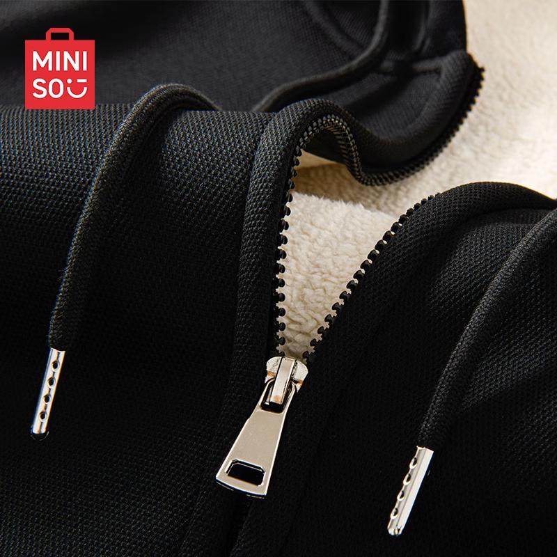 

MINISO Men s Fleece-Lined Heavyweight Zipper Hoodie XL