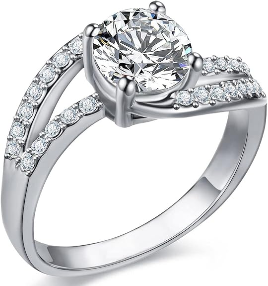 18K Rose gold Plated Love Heart Cubic Zirconia Promise Halo Engagement Promise Eternity Valentine's Day Ring for Women Size 6-10