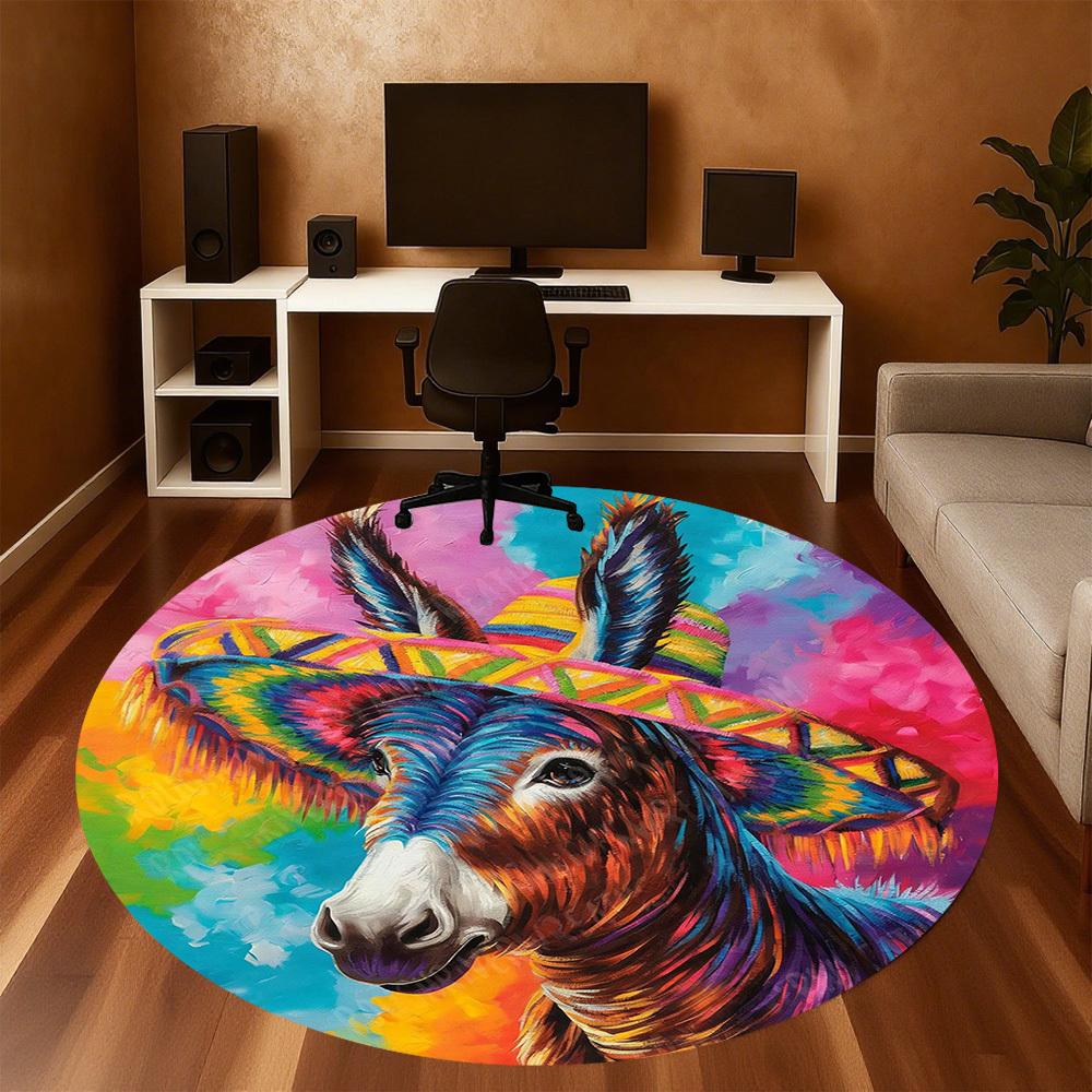 1PC donkey sombrero Office Round Area Rug, Under Office Chairs Bedroom Living Room Home Decor, Carpet for Office -1110017