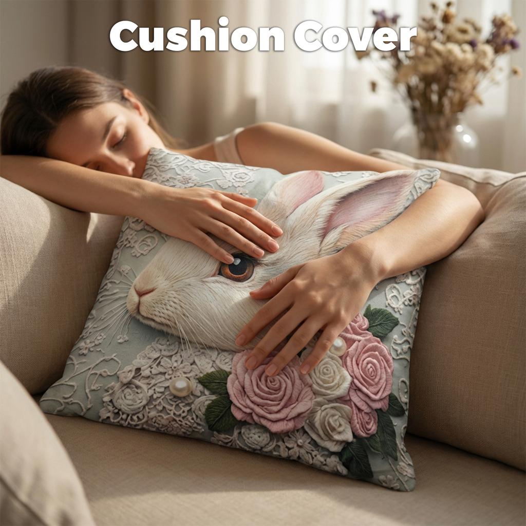 Imitation 3D Rabbits Pillow Cover For Holiday Decoration, Living Room Sofa Cushion, Pillowcase (without Core)