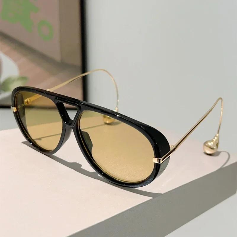 Fashion Women Luxury Glasses Oversized Pilot Sunglasses Women For Men Popular Vintage Sun Glasses Punk Double Bridge Eyeglasses