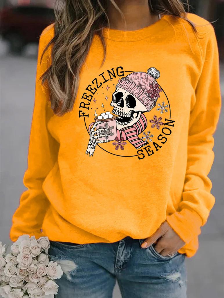 Stay Warm and Trendy this Winter with a Round Neck Sweatshirt for Women, Featuring Multiple Stylish Patterns
