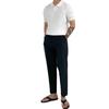 Striped Summer Knit Elastic Polo - Loose Fit Short Sleeve Shirt