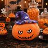 Creative Halloween Holiday Gift Pumpkin Plush Toy, Cute Wizard Hat Stuffed Animal Pillow for Smiling Plushie Sofa Bed, Spooky Home Decor Ornament