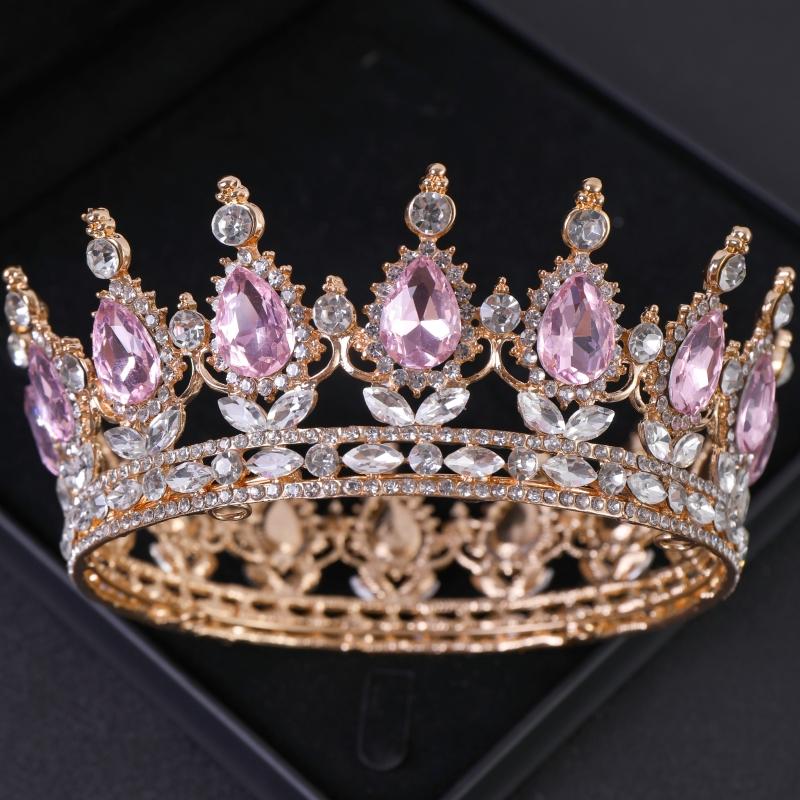 Crystal Rhinestone Round Crown Tiara Hair Jewelry Wedding Hair Accessories Bridal Hair Jewelry Queen Party Crown and Tiaras Gift