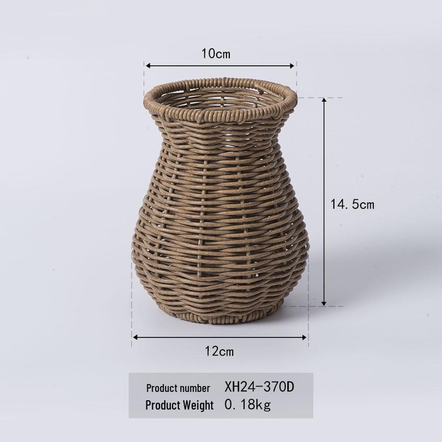 Pastoral Decorative Handwoven Rattan Vase for Indoor Use