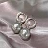 Elegant Paved Zircon Hoop Earrings with Pearl Dangle