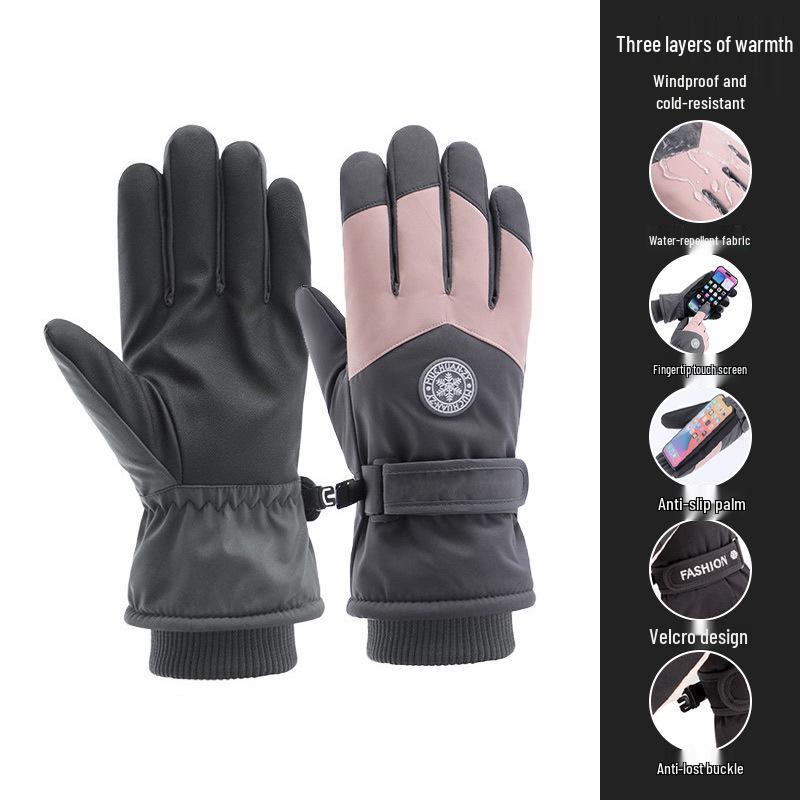 Guanti da sci invernali unisex: Foderato in Velluto, Touchscreen, Antivento e Antifreddo per Sport all'Aperto