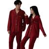 Couple's Pajamas Set: Women's Spring/Autumn Long Sleeve, Men's Red Pure Cotton Loungewear for Weddings or Birthdays