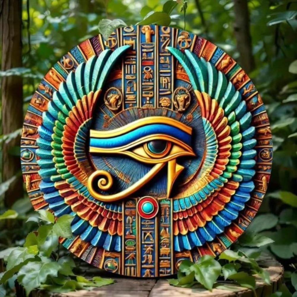Metal Horus Eye Wall Art Set Weatherproof Foil Engraving with Hanger Holes