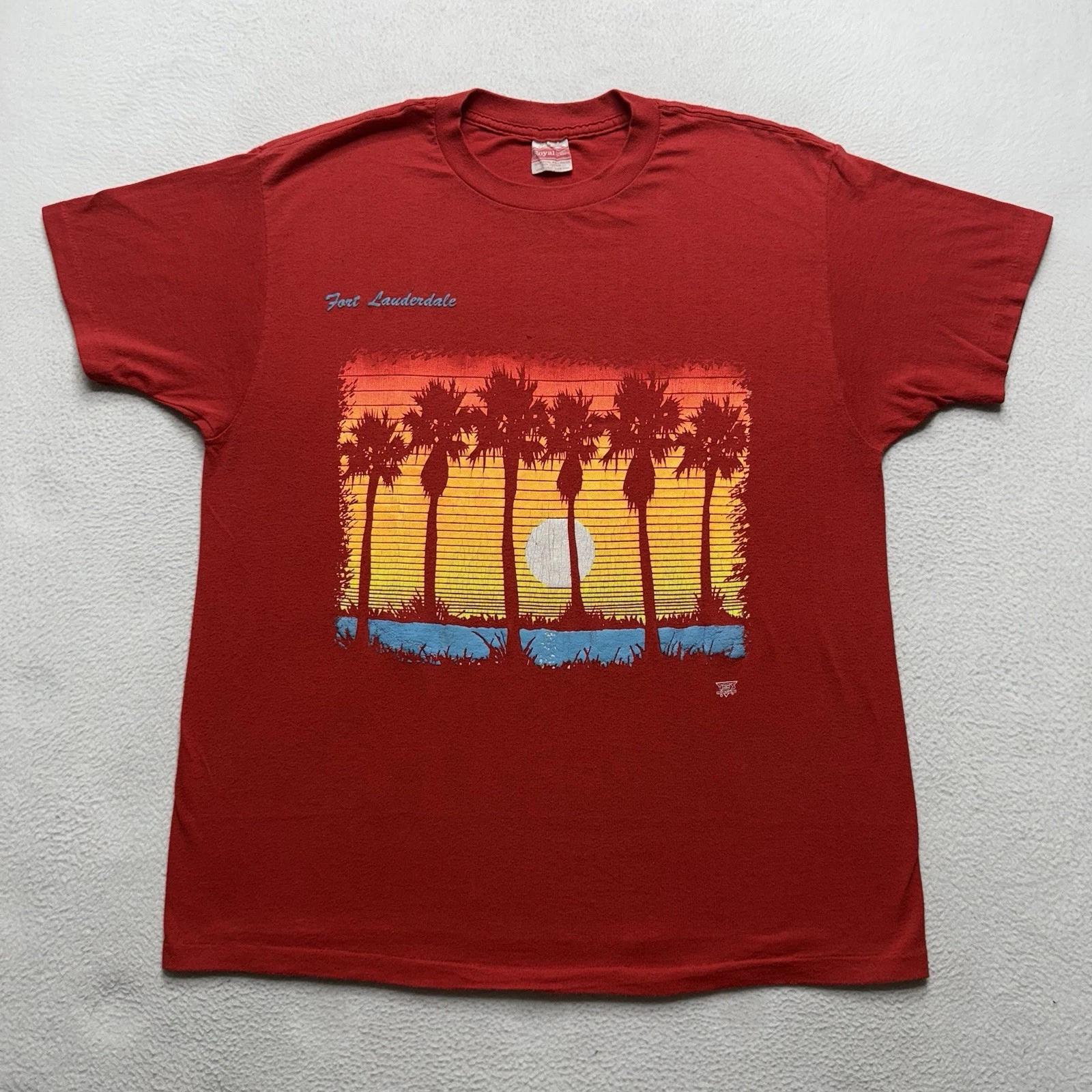 

True Vintage Ft. Lauderdale T-Shirt Red Palm Trees Beach Men’s Size XL 2XL