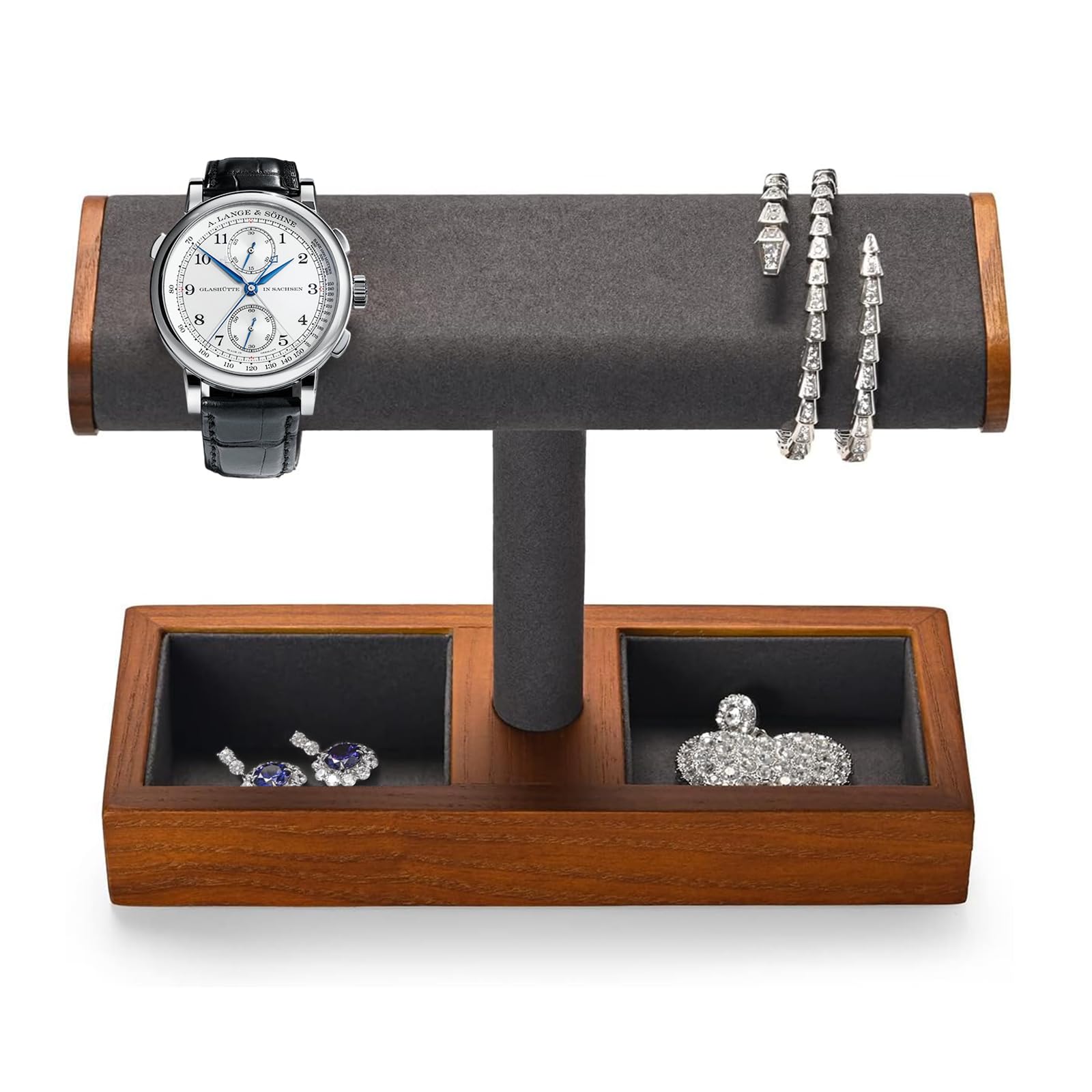 

Wooden Watch Stand, Display Stand, Watch Rack, Watch Holder, Watch Tower, Watch Collection Storage, Stylish, Unisex, Dark Gray