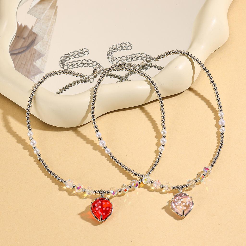 Cherry Jewelry Fresh And Sweet Special-Shaped Pearl Fruit Pendant Pendant Red Strawberry Cherry Necklace