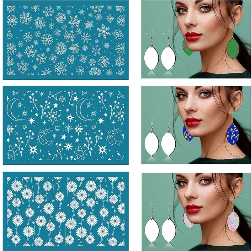 QX2E DIY Silk Screen Printing Stencil Reusable-Mesh Stencils Transfer Silk Screen Stencils for T-Shirts Ceramic Decorations