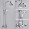 French Retro Full Copper Gold Shower Head Set with Hot and Cold Faucet