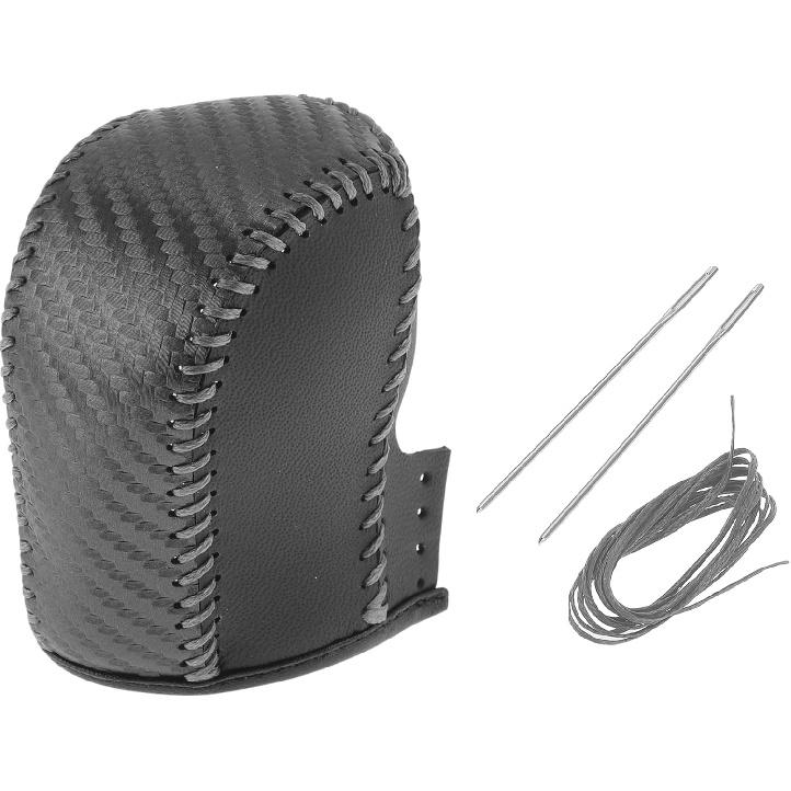 

Anti-Slip Gear Shift Knob Cover Car Stick Shifting Handle Protector for Acura ZDX 2010-2012 Black Gray Faux Leather