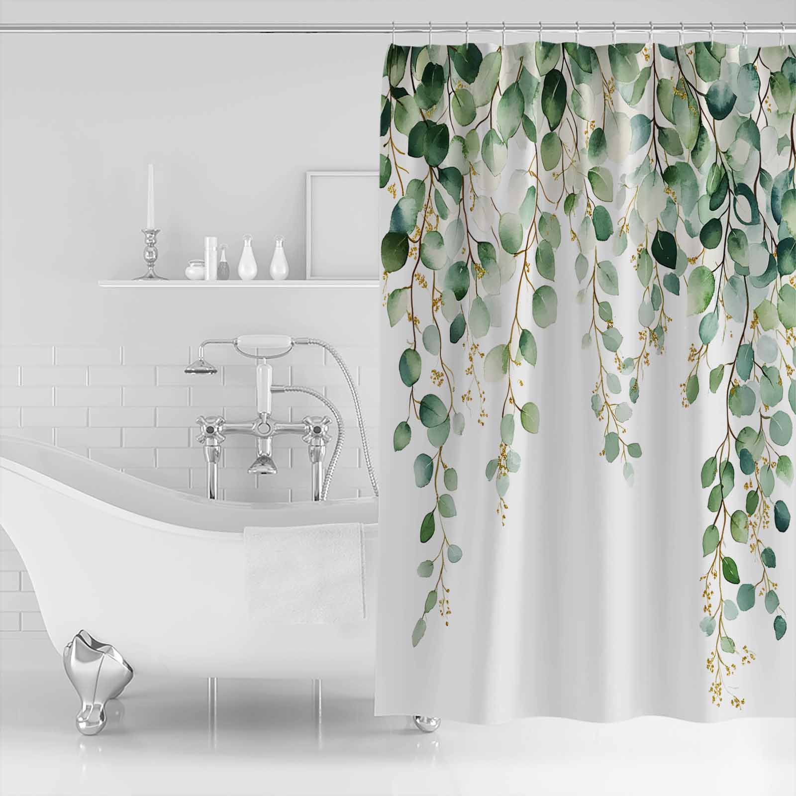 

Растение Зеленые Листья Эвкалипта Занавеска для Душа в Ванную Художественная Красочная Коврик для Ванной Декорация для Домашнего Декора 122x183cm