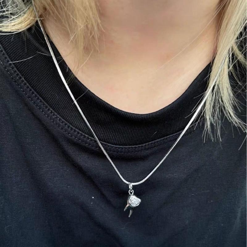 Adjustable Length Clavicle Chain Trendy Vintage Teeth Pendant Necklace Decor