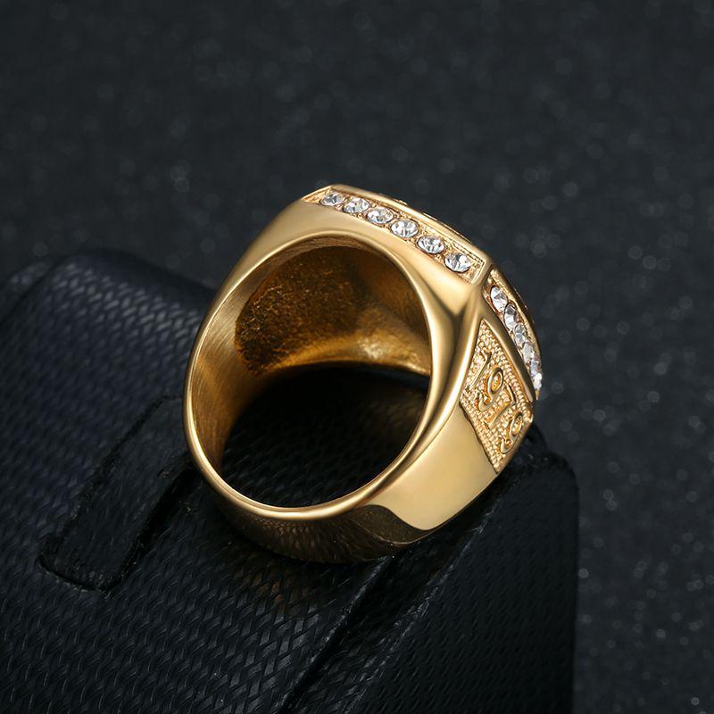 Philippine Eagle Gold-plated Stainless Steel Men's Ring with Diamonds