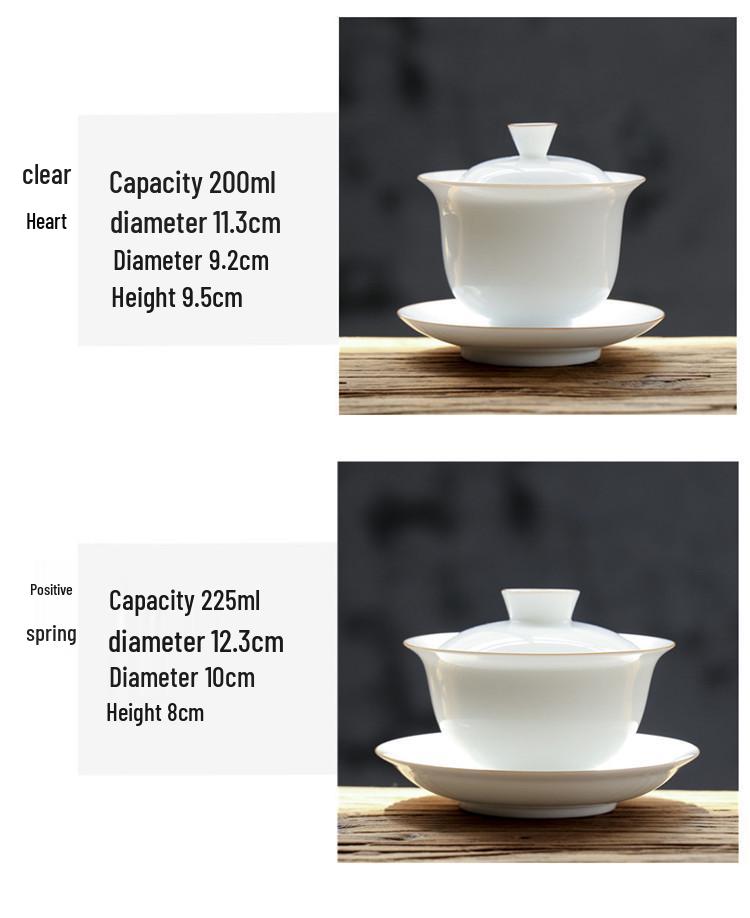 Customizable Handmade Sancai Gaiwan White Ceramic Tea Bowl - Thin-walled Kung Fu Tea Set