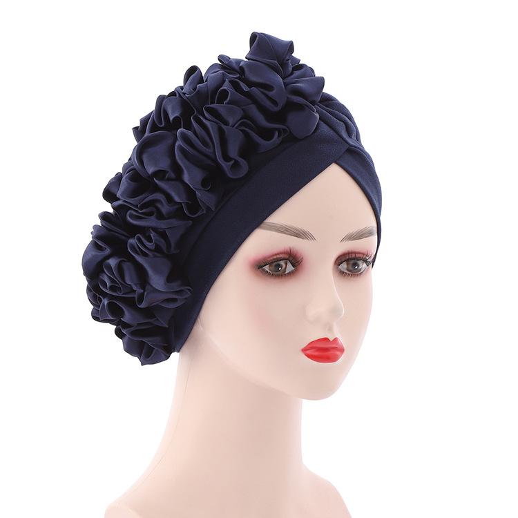 2022 New Design Women African Turban Headwraps Fashion Plain Auto Gele Discoid Flowers Cap Bonnet Hijab