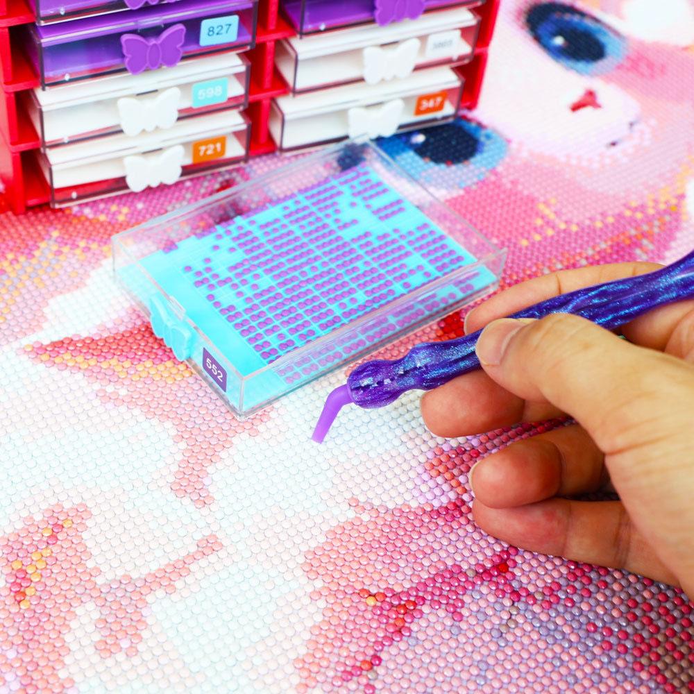 5D Diamond Painting Art Tools Kit - 16pcs Multi-Style Multifunctional Pen Heads,Resin Point Drill Pen,Wax, Storage Tray & Brush